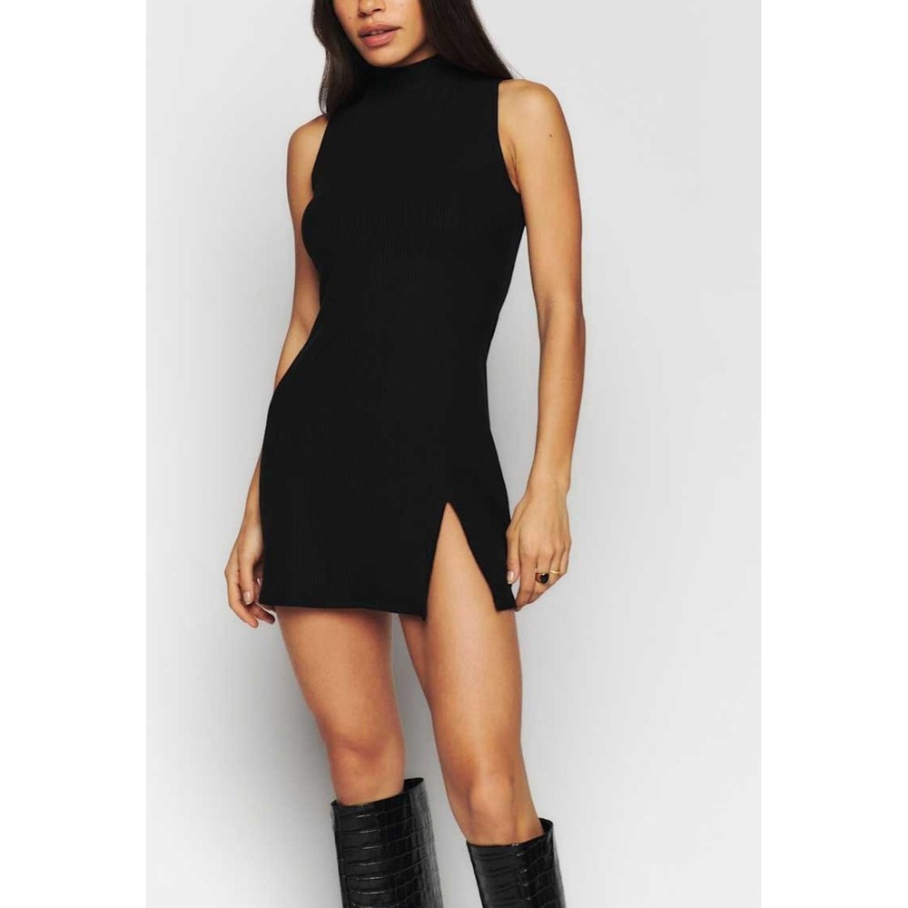 NEW Reformation Skylar Black Knit Mini Dress Women's XS